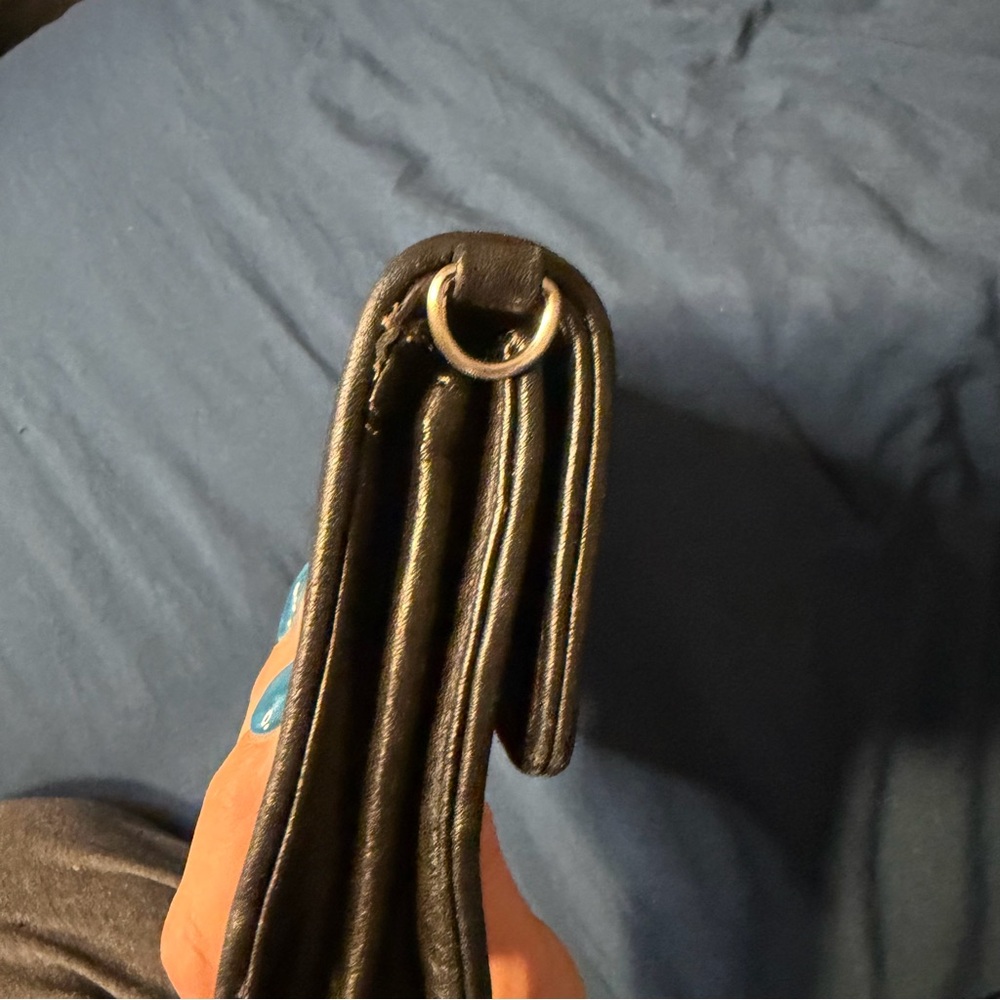 Ann Taylor Black Leather Clutch with Ring Accent - Picture 9 of 11